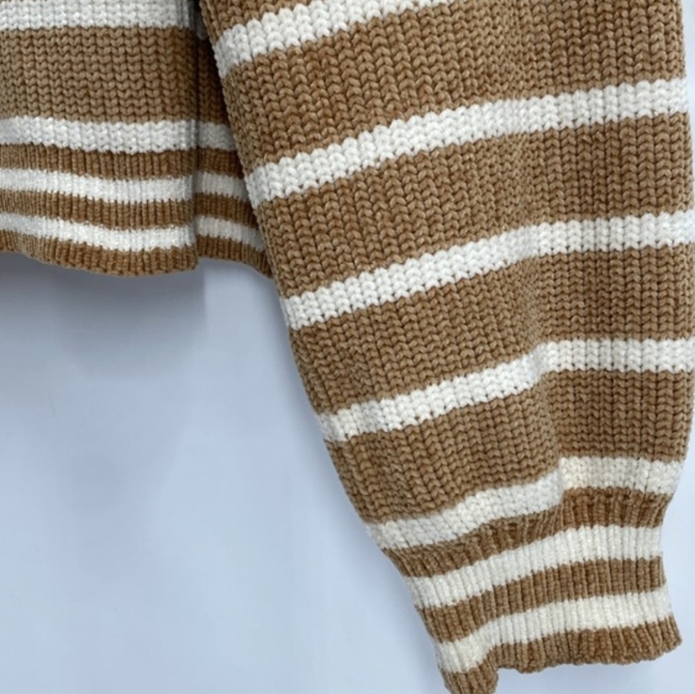 Pol Boho Chunky Knit Striped V-neck Sweater Relaxed Fit Casual Size Large - Picture 4 of 7